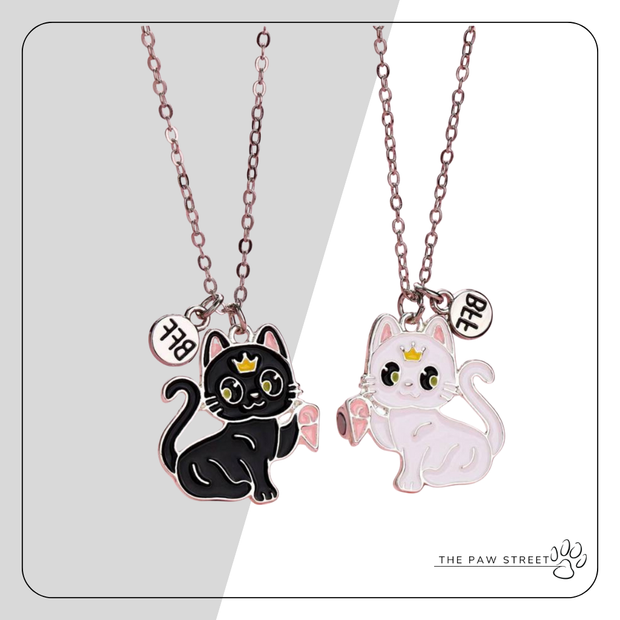 Bff duo cat necklace